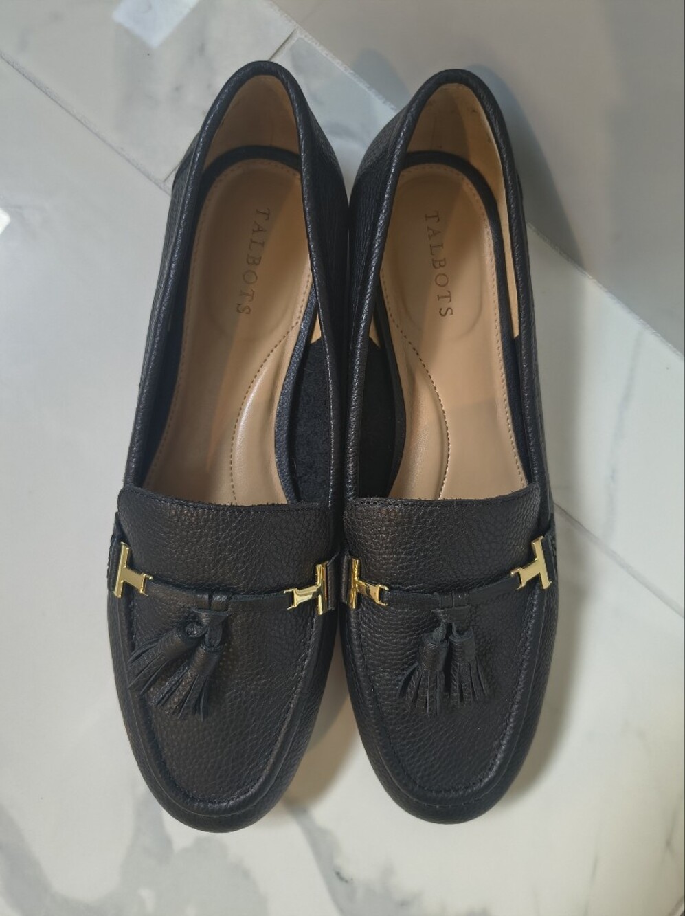 Talbots Jessie Tassel Black Leather Loafers US 10.5 M Like New worn 3 times.
